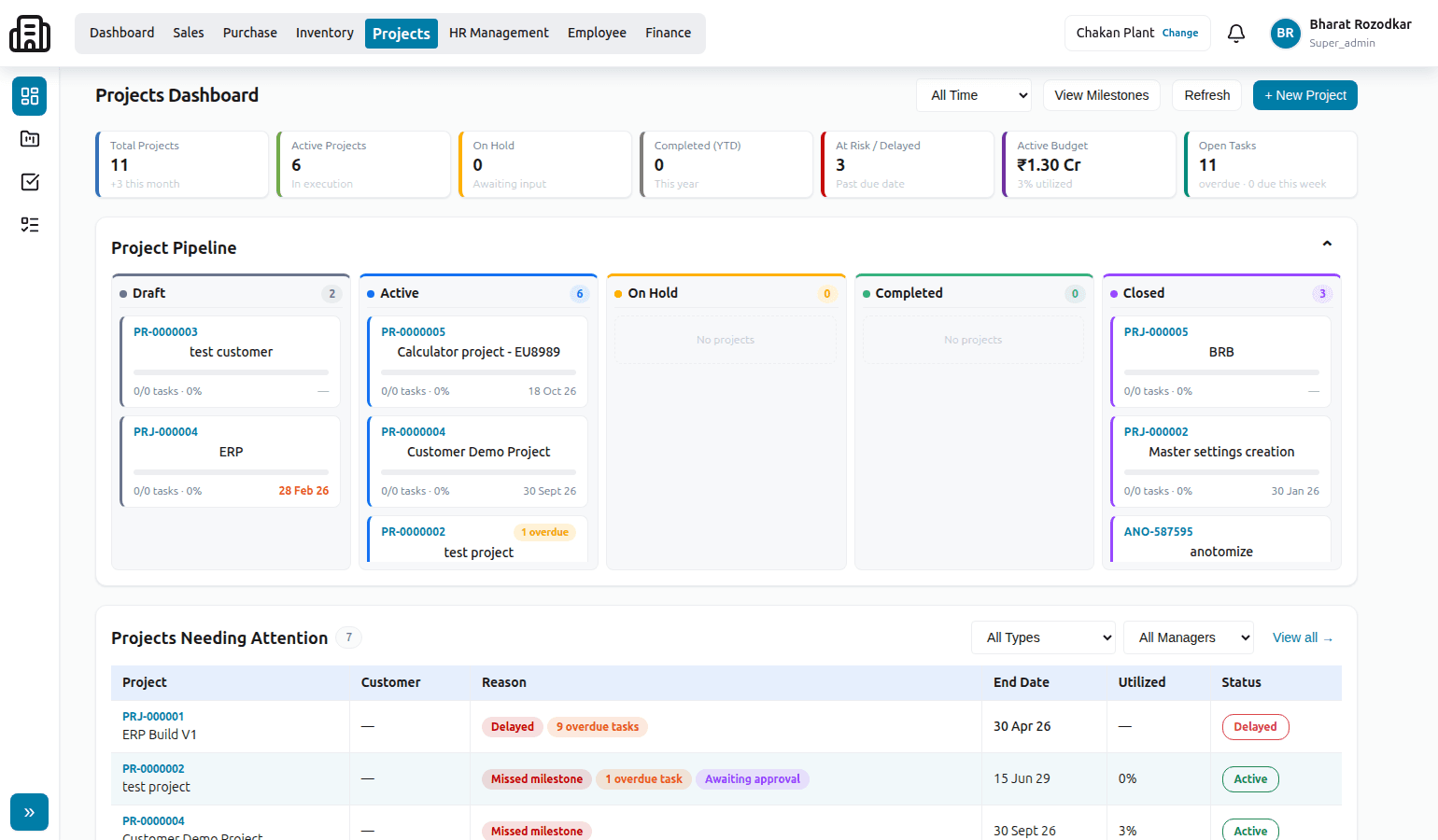 Projects module screenshot